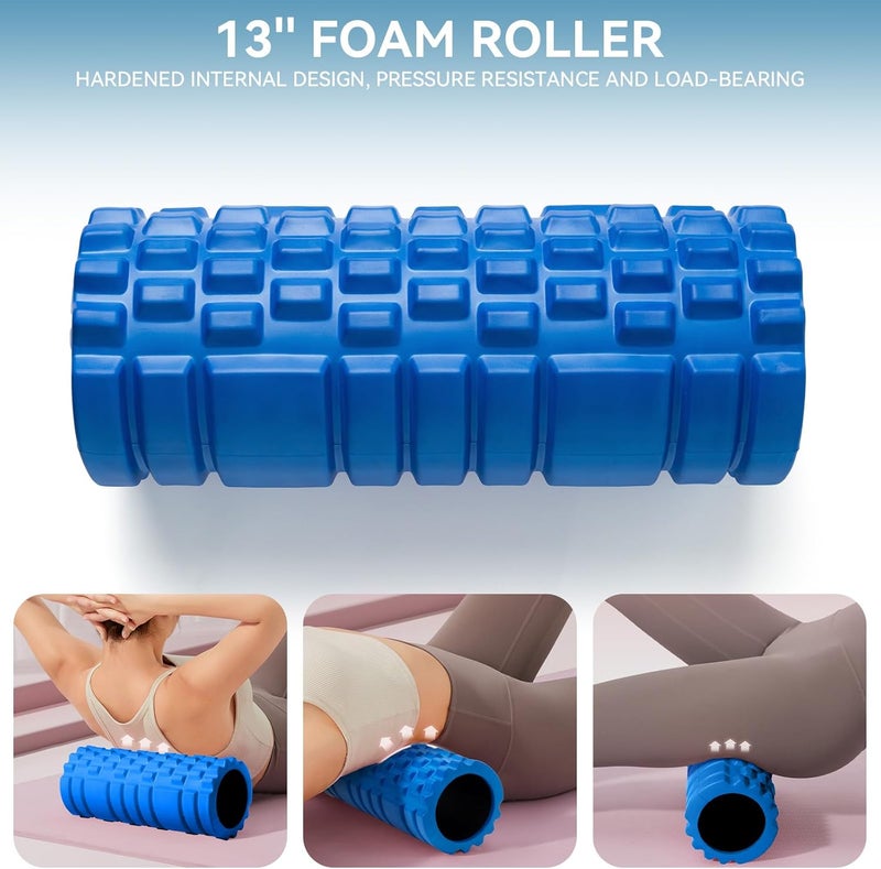Krightlink 5 in 1 Foam Roller Set for Deep Tissue Muscle Massage, High Density Trigger Point Fitness Patented Exercise Foam Roller, Massage Roller, Massage Ball, Resistance Band, for Whole Body - Image 2